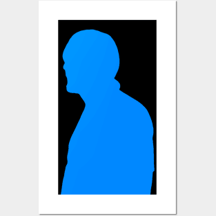 Looking Left Blue Shadowy Silhouette Posters and Art